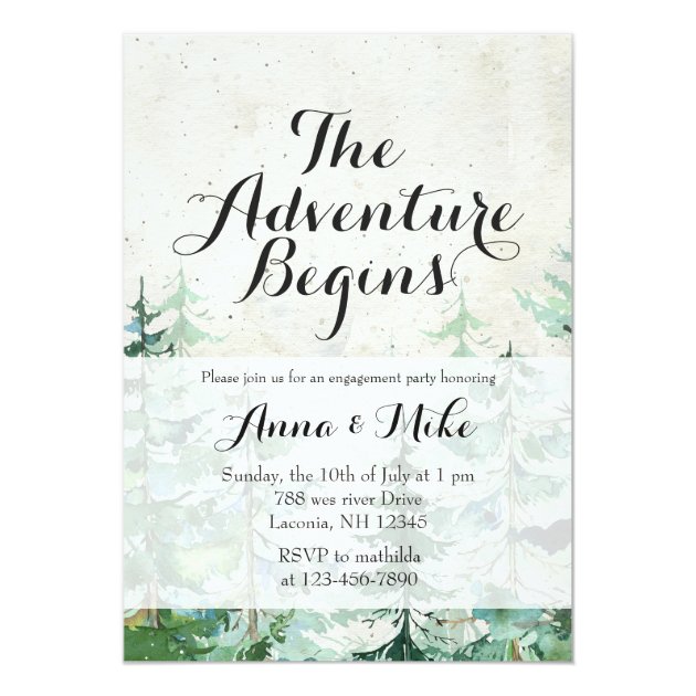 The Adventure Begins Rustic Engagement Party Invitation