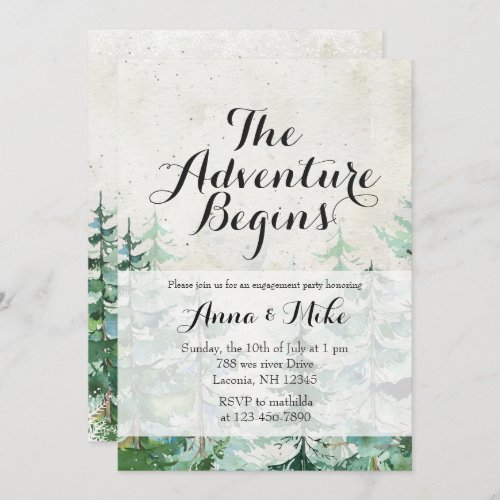 The Adventure Begins Rustic Engagement Party Invitation