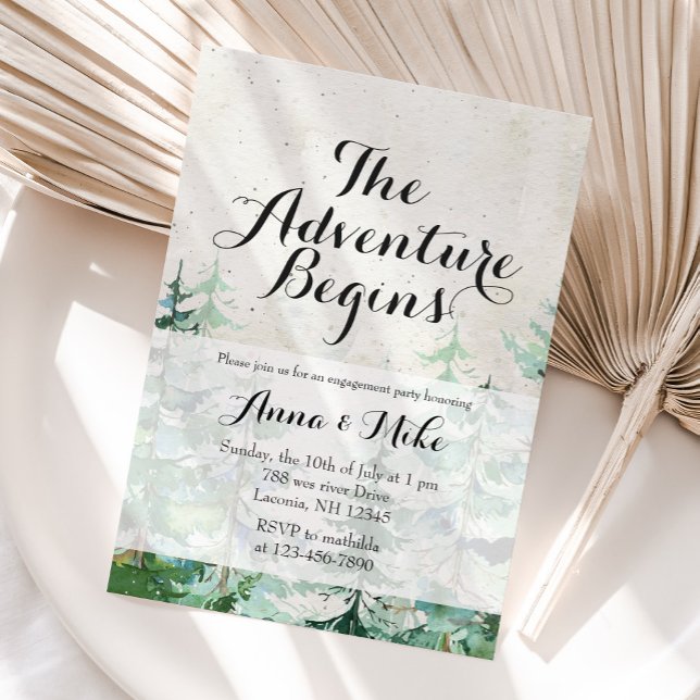 The Adventure Begins Rustic Engagement Party Invitation (Creator Uploaded)