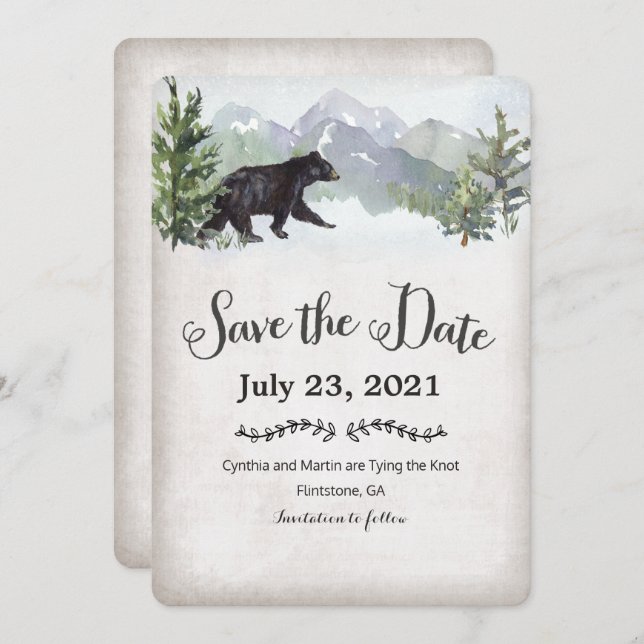 The Adventure Begins Rustic Save the Date Invitation (Front/Back)