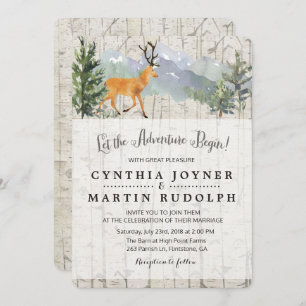 The Adventure Begins Rustic Wedding Invitation