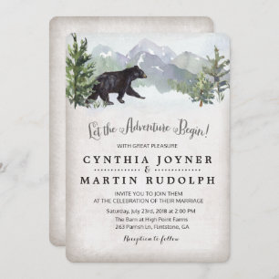 The Adventure Begins Rustic Wedding Invitation