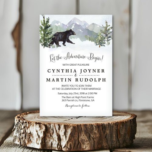 The Adventure Begins Rustic Wedding Invitation