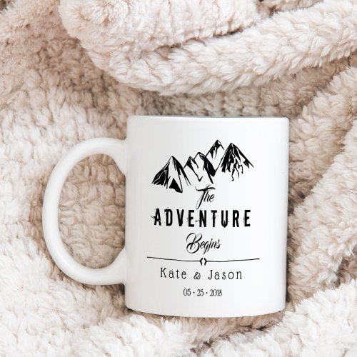 The Adventure Begins  Rustic Wedding Mug