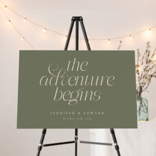 The Adventure Begins Sage Wedding Welcome Sign