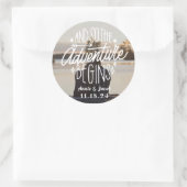The Adventure Begins Save the Date Classic Round Sticker (Bag)