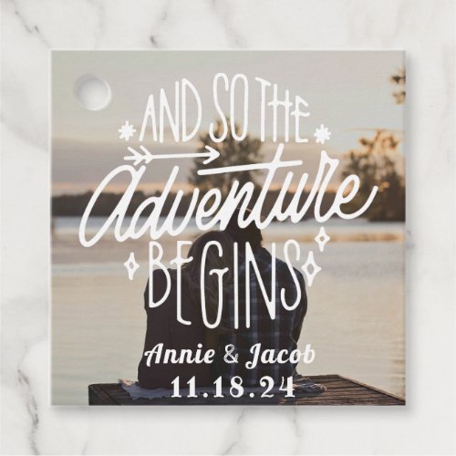 The Adventure Begins Save the Date Favor Tags