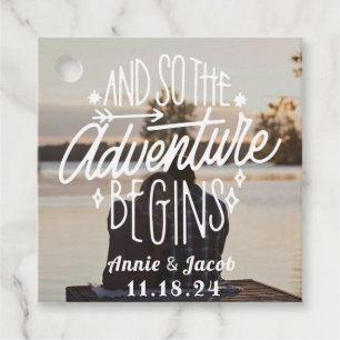 The Adventure Begins Save the Date Favor Tags