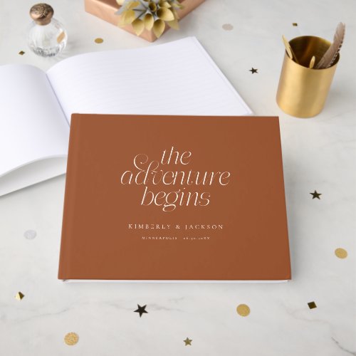The Adventure Begins Terracotta Wedding Guest Book
