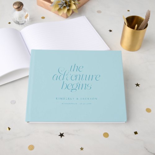 The Adventure Begins Turquoise Wedding Guest Book