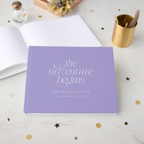 The Adventure Begins Violet Wedding Guest Book