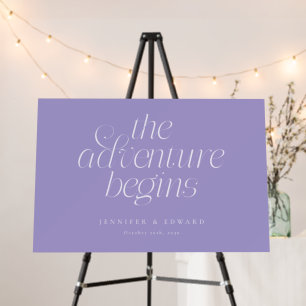 The Adventure Begins Violet Wedding Welcome Sign