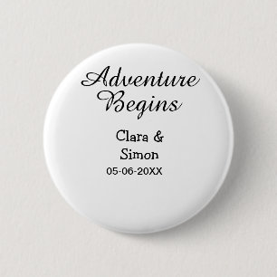The adventure begins wedding couple name datsimple button