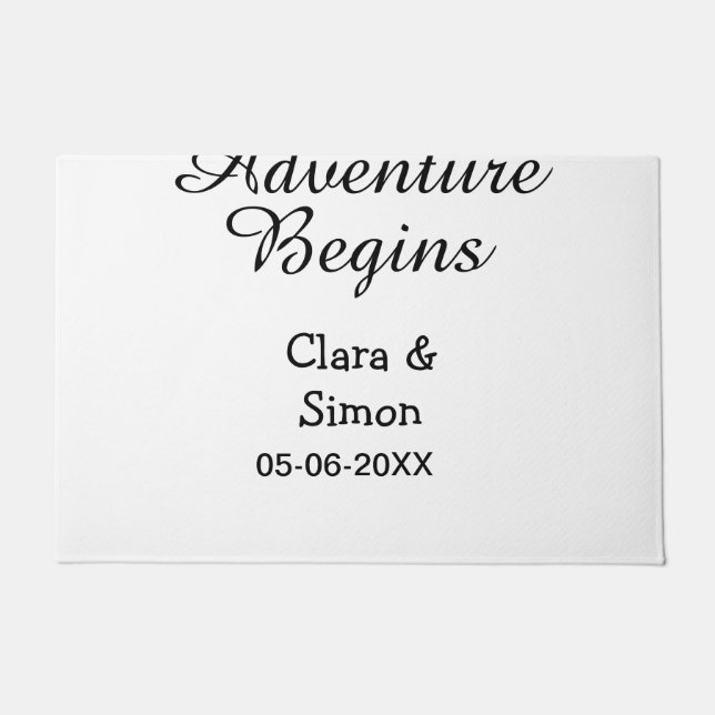 The adventure begins wedding couple name datsimple doormat (Front)
