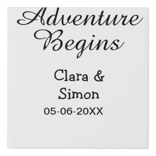 The adventure begins wedding couple name datsimple faux canvas print