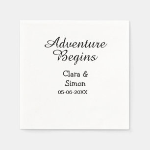 The adventure begins wedding couple name datsimple napkins
