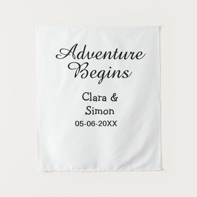 The adventure begins wedding couple name datsimple tapestry (Front)
