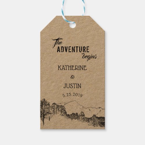 The Adventure Begins Wedding Favor Gift Tags