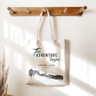 The Adventure Begins Wedding Favor Tote Bag
