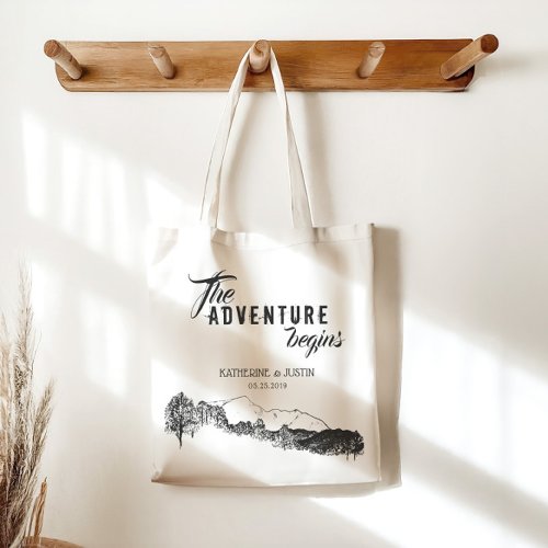 The Adventure Begins Wedding Favor Tote Bag