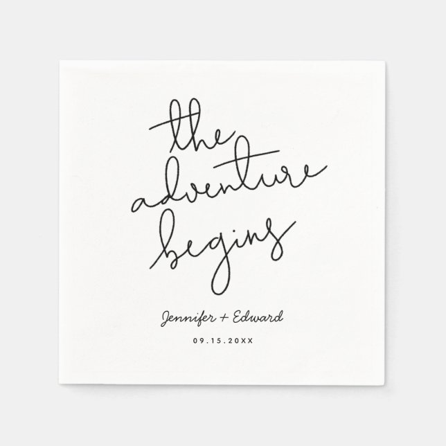 The Adventure Begins Wedding Quote Napkins (Front)
