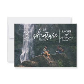 The Adventure Begins | Wedding Save the Date Photo
