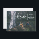 The Adventure Begins | Wedding Save the Date Photo<br><div class="desc">Let guests know when the adventure begins with this adorable save the date. Make it unique with a picture of the two of you. Rustic yet elegant, the brush script overlay mixed with modern typefaces is perfect for any wedding celebration. Add your custom wording to this design by using the...</div>