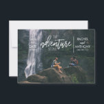 The Adventure Begins | Wedding Save the Date Photo<br><div class="desc">Let guests know when the adventure begins with this adorable save the date. Make it unique with a picture of the two of you. Rustic yet elegant, the brush script overlay mixed with modern typefaces is perfect for any wedding celebration. Add your custom wording to this design by using the...</div>