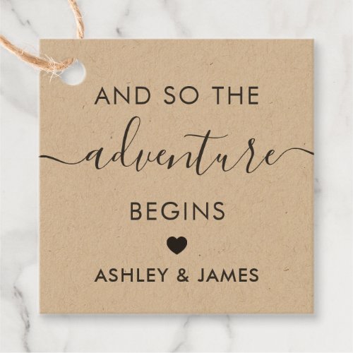 The Adventure Begins Wedding Welcome Tag Kraft Favor Tags