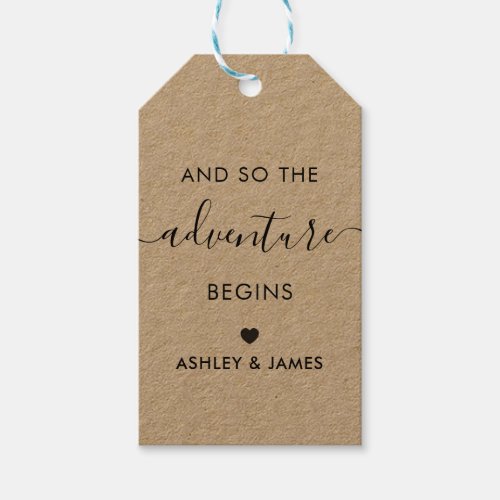 The Adventure Begins Wedding Welcome Tag Kraft Gift Tags