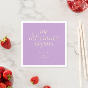 The Adventure Begins Wisteria Modern Typography Napkins