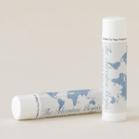 The Adventure Begins World Map Blue Baby Shower Lip Balm