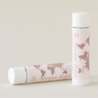 The Adventure Begins World Map Pink Baby Shower Lip Balm