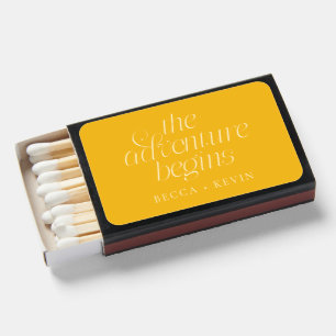 The Adventure Begins Yellow Wedding Favor Matchboxes