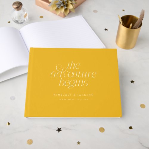 The Adventure Begins Yellow Wedding Guest Book