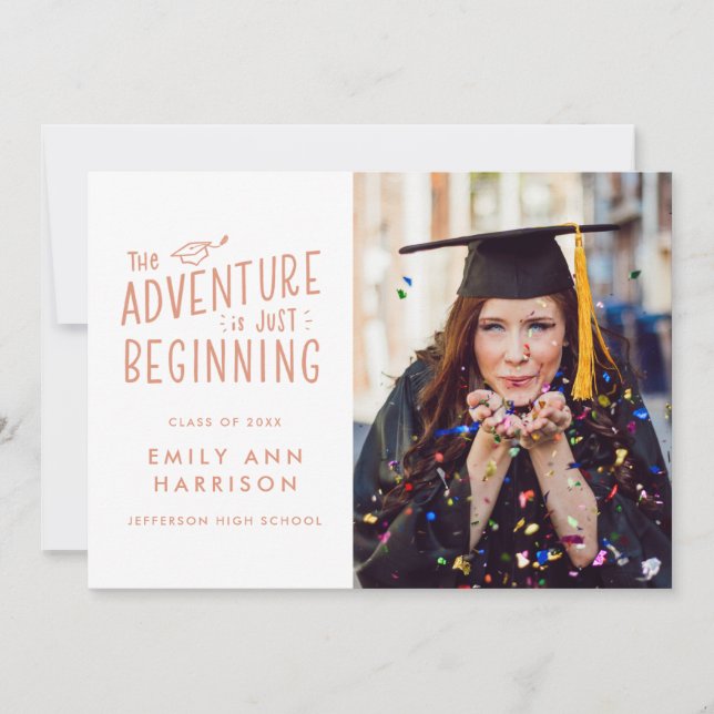 The Adventure is Just Beginning Photo Graduation Announcement (Front)