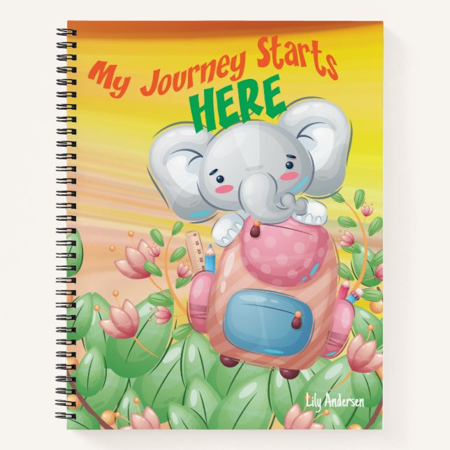 The Adventure Notebook Cute Elephant Name (Front)