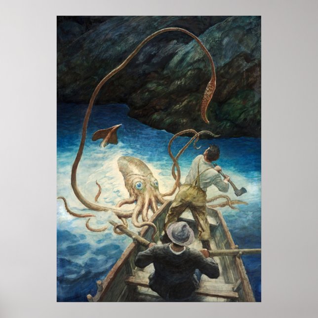 The Adventure of the Giant Squid by N. C. Wyeth Poster (Front)