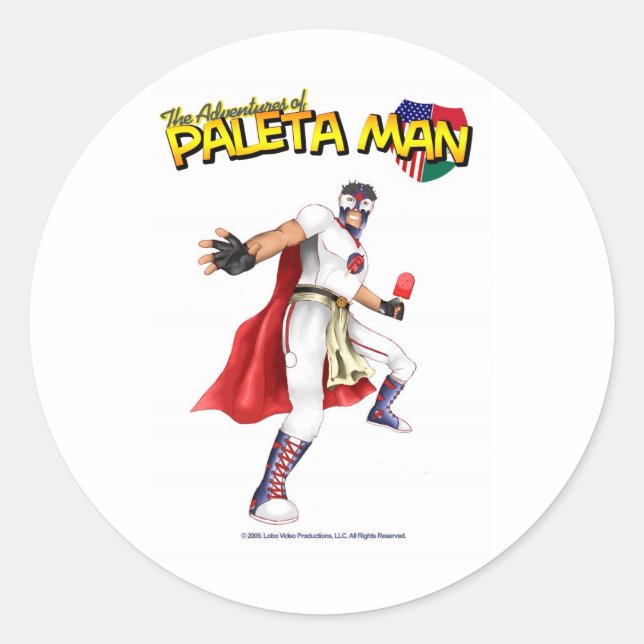The Adventures of Paleta Man Classic Round Sticker (Front)