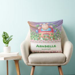 The Adventuristic Lamb cub with editable text Throw Pillow