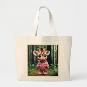 "The Adventurous Giraffe" Large Tote Bag