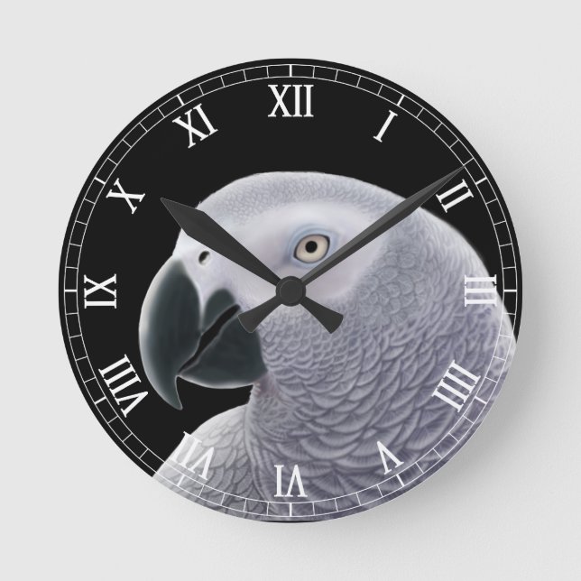 The African Gray Parrot Wall Clock (Front)
