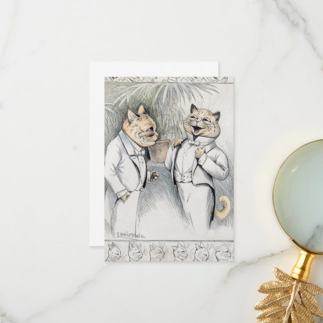 The After-Dinner Joke by Louis Wain Thank You Card (Front/Back In Situ)