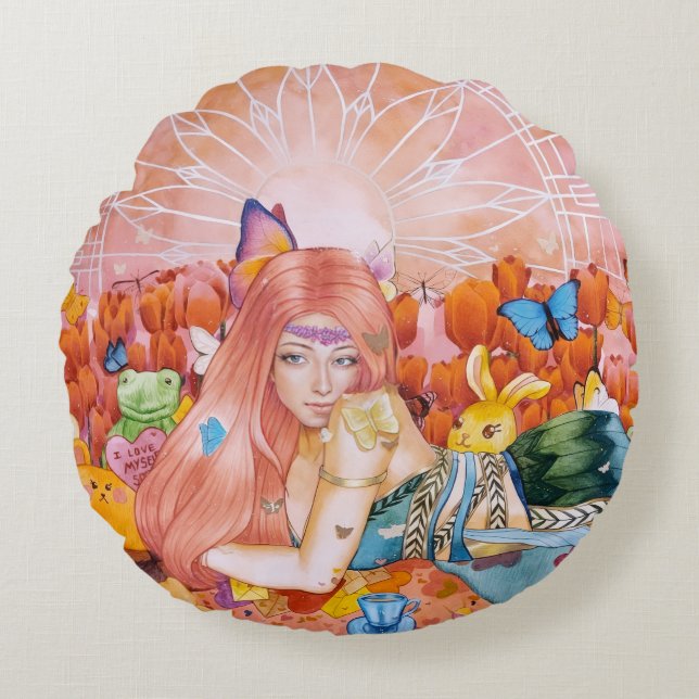 The Afternoon Round Pillow (Front)