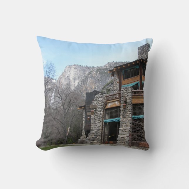 The Ahwahnee- Yosemite Throw Pillow (Front)