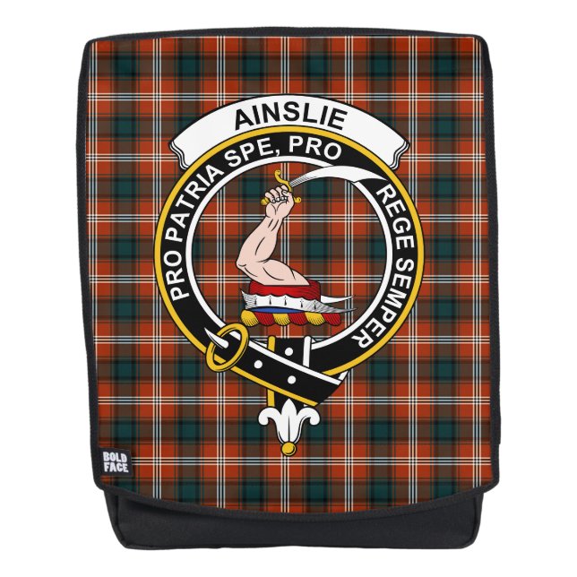 The Ainslie Clan Crest Tartan Plaid Backpack (Front)