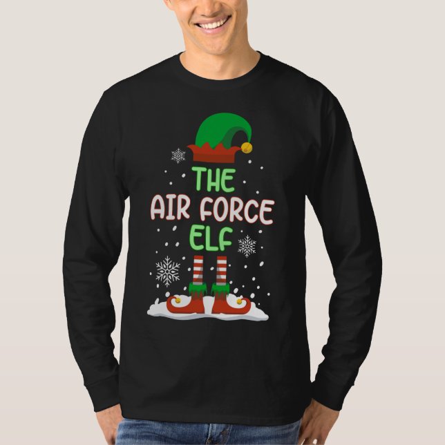 The Air Force Elf Funny Family Matching Christmas  T-Shirt (Front)