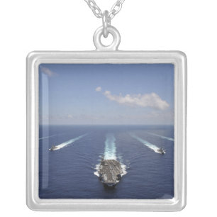 The aircraft carrier USS Abraham Lincoln Silver Plated Necklace