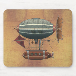 The Airship Aleutian Steampunk Flying Machine Mouse Pad