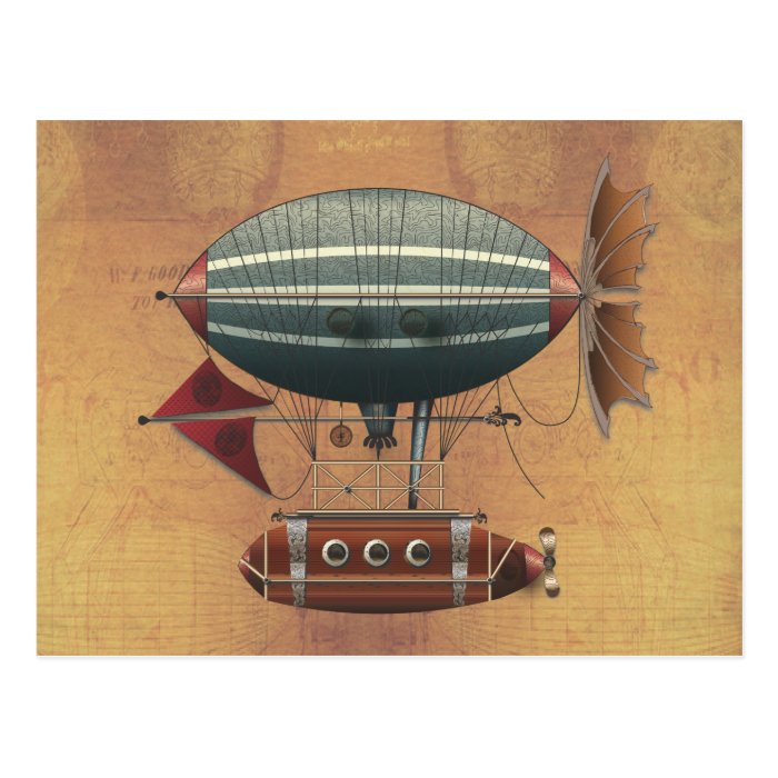 The Airship Aleutian Steampunk Flying Machine Post Card